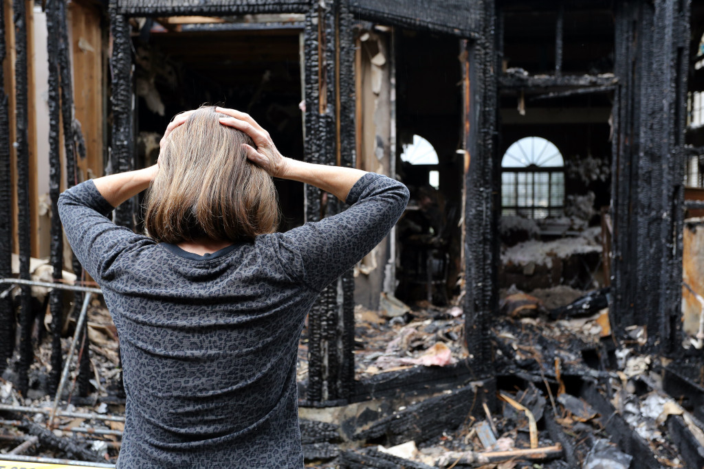 burnt down house