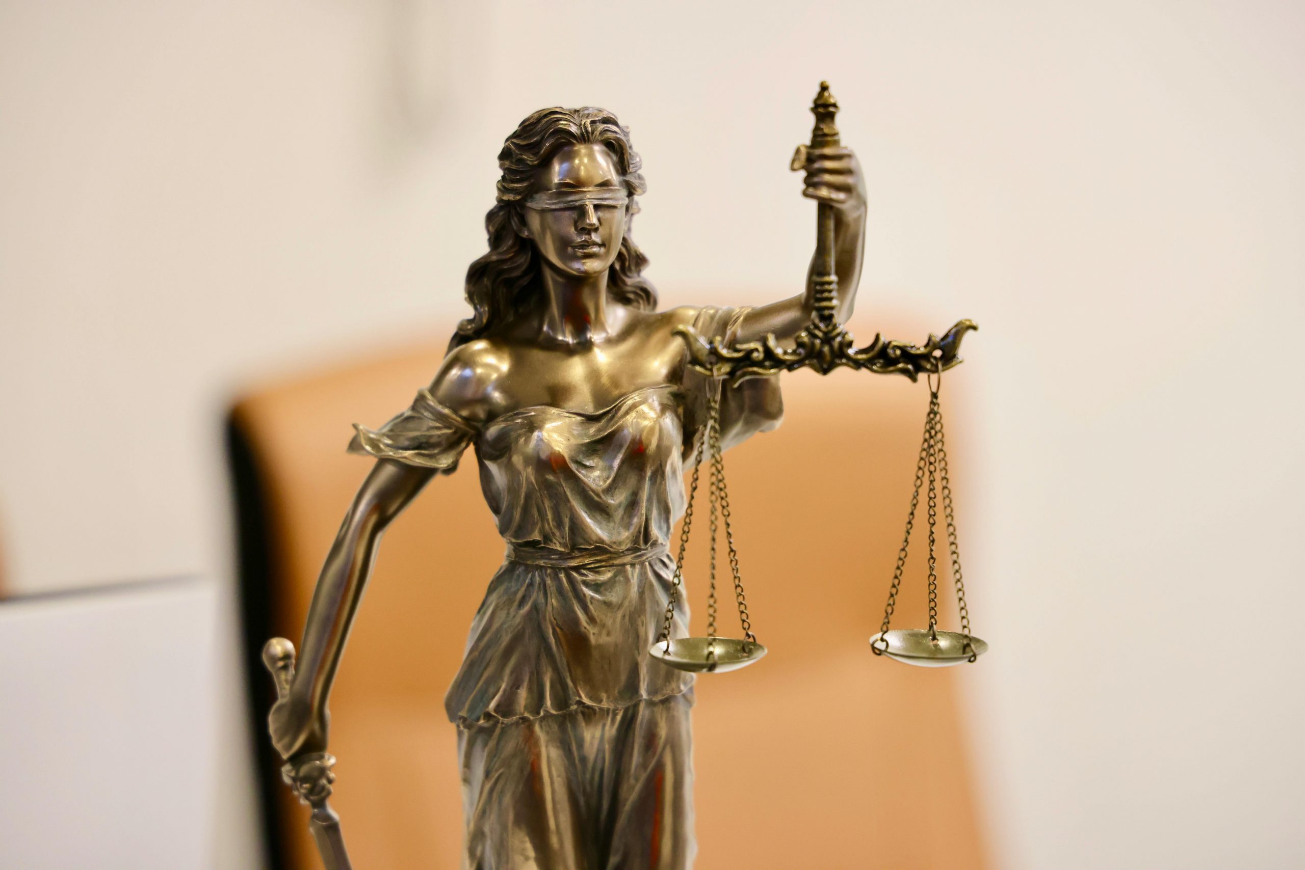 bronze Lady Justice figurine